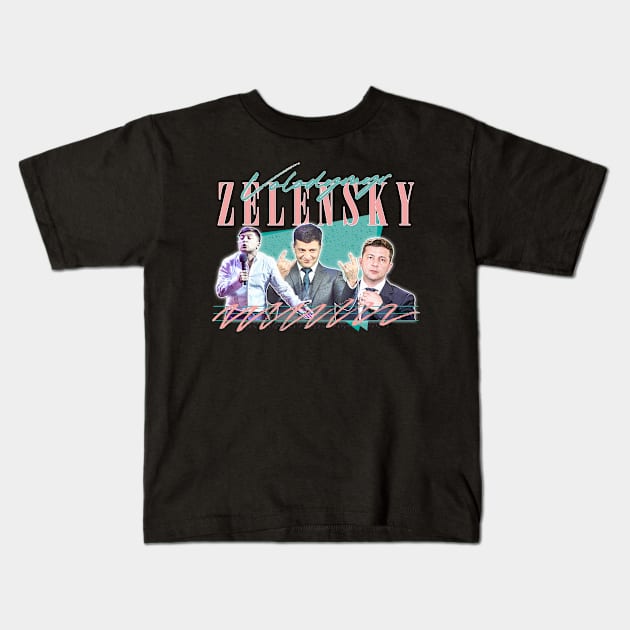 Zelensky Ukraine / Retro Fan Art Design Kids T-Shirt by DankFutura